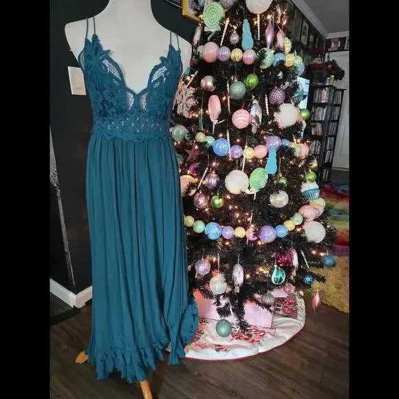 Free People Teal Adela Maxi Dress - Picture 2 of 10